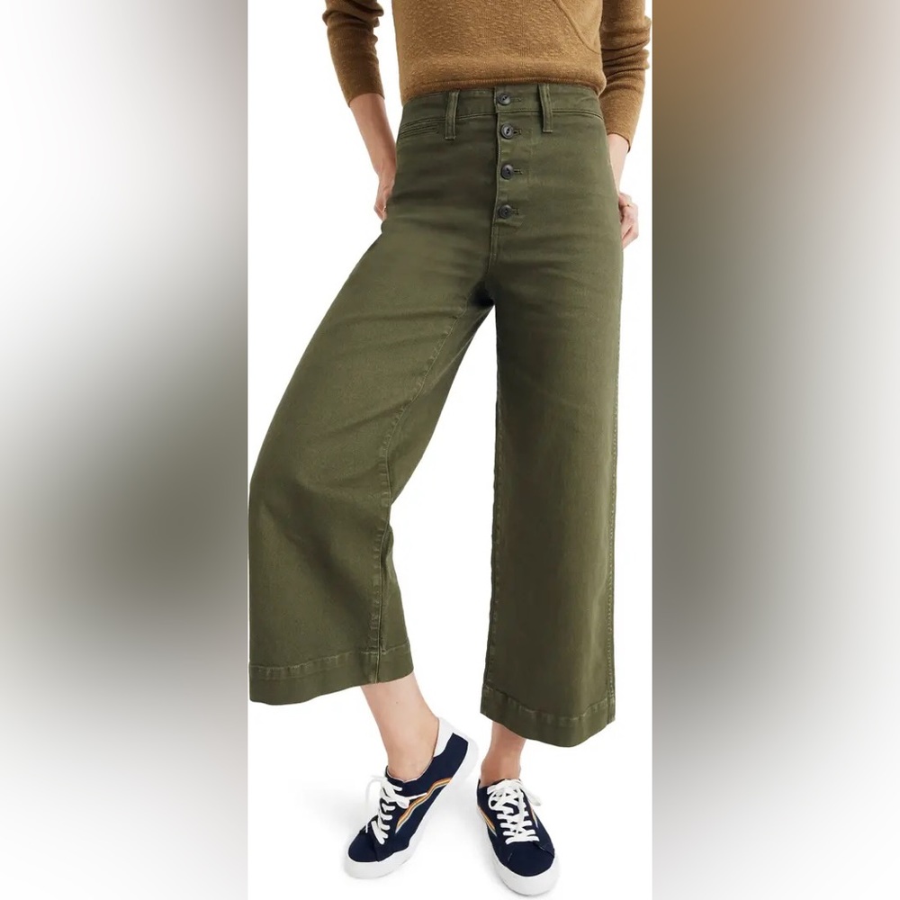 Madewell Emmett Wide-Leg Crop Pants button front edition